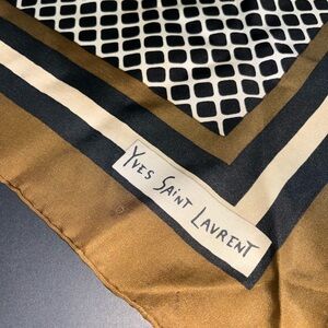 Yves Saint Laurent Black and Brown Geometric Scarf